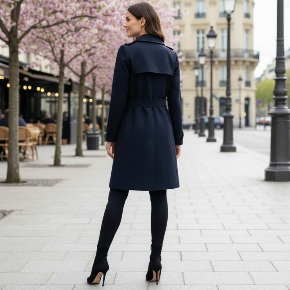 Coach 1941 Trench Coat Collared XS Navy Timeless Style - Picture 4 of 10